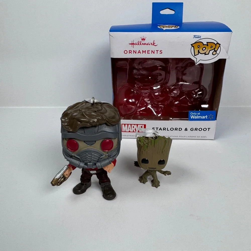NIB Hallmark Funko Pop‎ Marvel StarLord & Groot Christmas Tree Ornaments Walmart